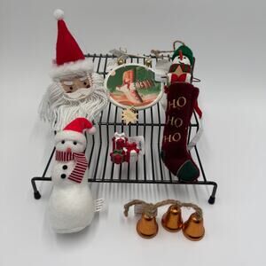 Assorted‎ Christmas Ornament Lot Flocked Santa Snowman Stocking Bells Decor NEW